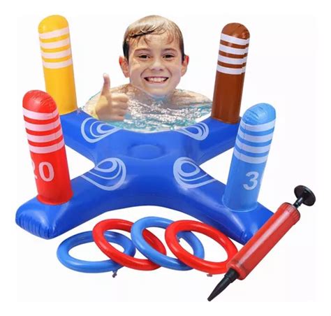 Juego Inflable Lanzamiento Aros Din Mico Juego Piscina Set Mercadolibre