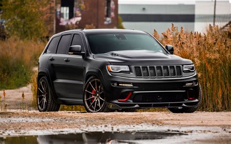 Download wallpapers Jeep Grand Cherokee, SRT8 HEMI, 2018, black sport SUV, tuning Grand Cherokee ...