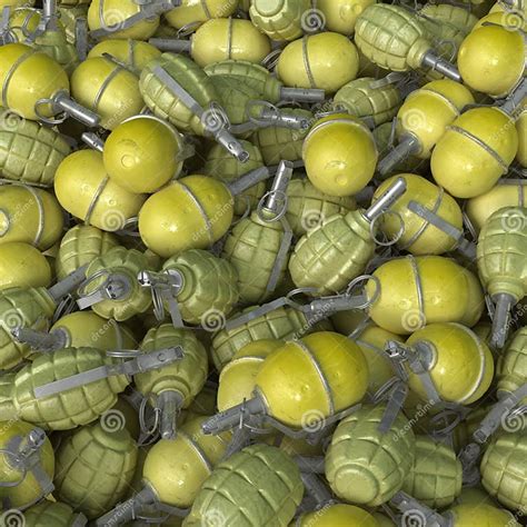 3d Render Of A Pile Of Hand Grenades Stock Illustration Illustration