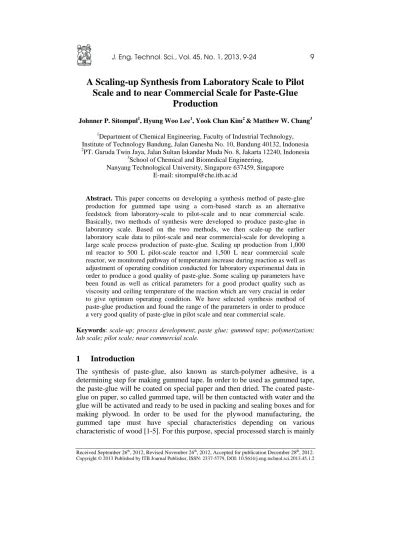 View Of A Scaling Up Synthesis From Laboratory Scale To Pilot Scale And