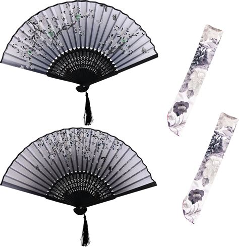 Pcs Folding Fans And Pcs Fan Bags Handheld Flower Fans Tassel