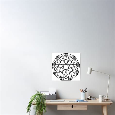 Nonagon Shape Black Poster For Sale By Keplercat Redbubble