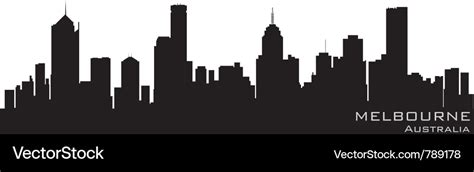 Melbourne australia skyline detailed silhouette Vector Image