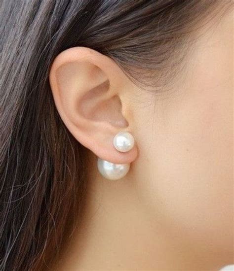 Double Pearl Earrings Double Sided Pearl Earring Double Ball Etsy