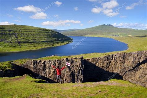 Leitisvatn Or Sorvagsvatn Lake Vagar Island Faroe Islands Stock