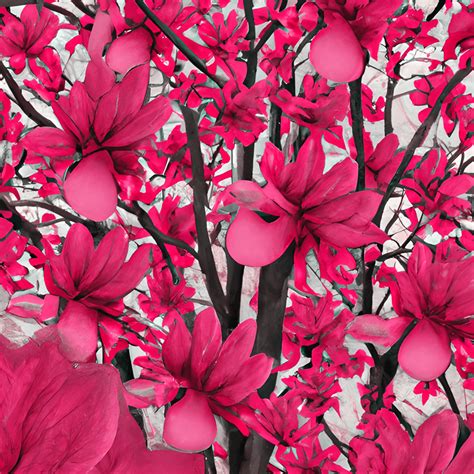 Hyper Realistic Hot Pink Magnolia Tree Wrapping Paper Creative Fabrica