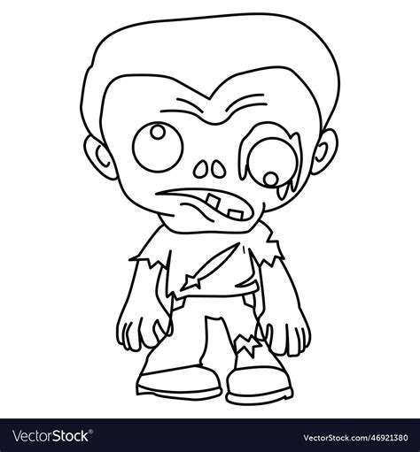 Cute zombie set cartoon coloring page Royalty Free Vector