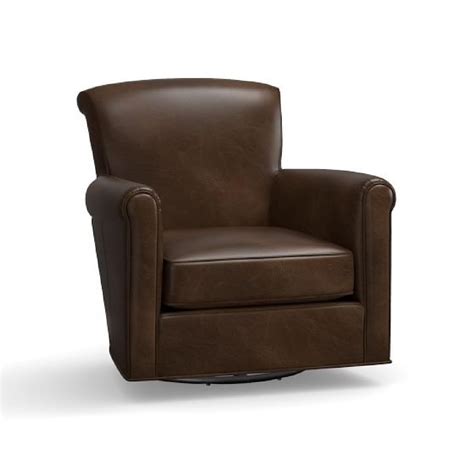 Pottery Barn Irving Leather Swivel Chairs Aptdeco