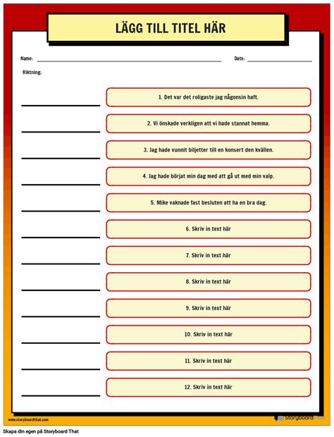 Arbetsblad för Berättelsesekvensering för Studenter StoryboardThat