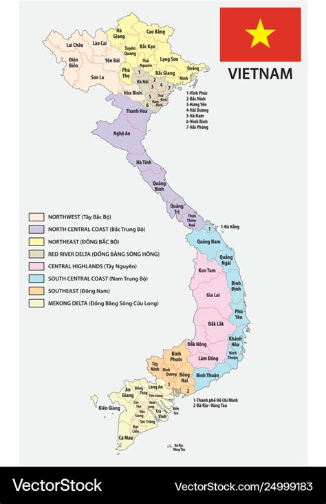 Vietnam Administrative And Political Map With Flag