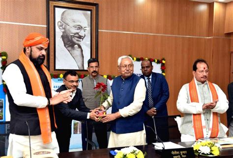 Bihar Chief Minister Nitish Kumar With Deputy Chief Ministers Samrat