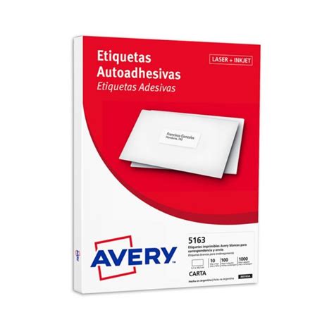 Etiqueta Avery 5163 5 1 x 10 2 cm 64 979 70 en Librería Maya