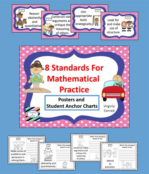 8 Colored Posters That State The Standards For Mathematical Practice