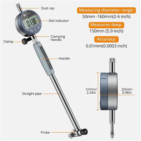 Neoteck Bore Gage Set Digital Indicator Dial Bore Gauge 2 600005