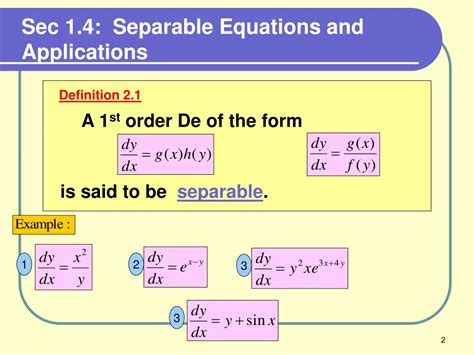 Ppt Chapter 1 First Order Differential Equations Powerpoint