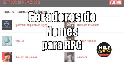 Geradores de nomes para RPG ATUALIZAÇÃO Help RPG