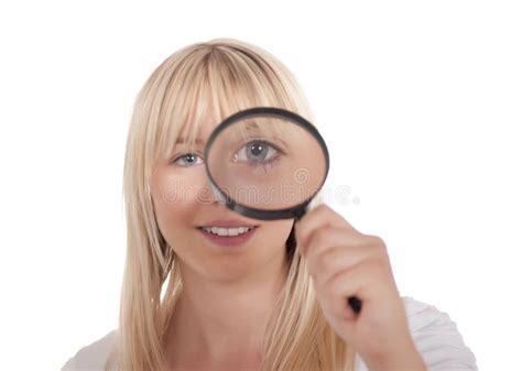 Woman Magnifying Glass Laughing Stock Photos Free And Royalty Free