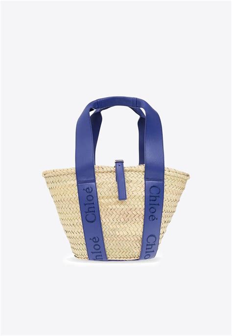 Chloé Medium Sense Raffia Tote Bag in Blue Lyst Australia