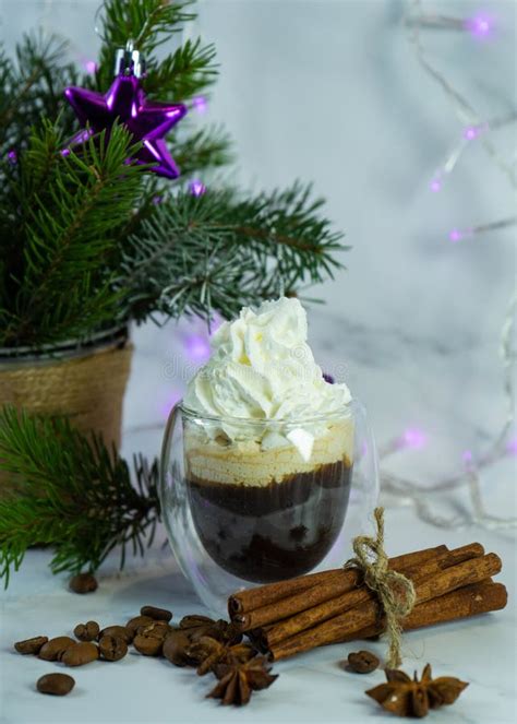 Homemade Delicious Spicy Hot Chocolate With Whipped Cream Christmas