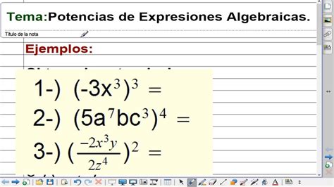 Potencias De Expresiones Algebraicas Youtube