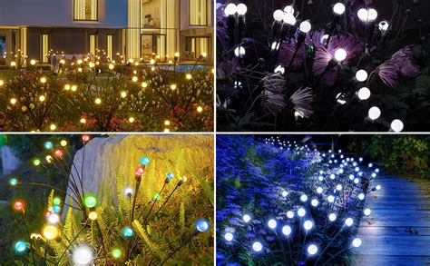 Acxilexy Pack Leds Solar Lights Outdoor Waterproof Garden Firefly