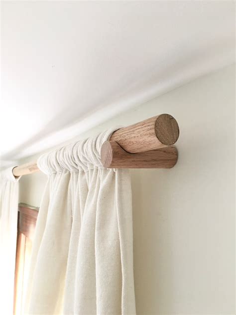 28 47 Wooden Curtain Rod Set Oak Natural Etsy Wooden Curtain Rods