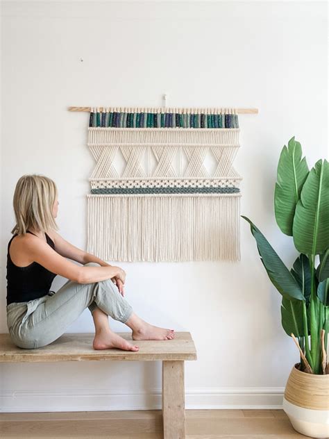 Modern Macrame Wall Hanging Blue Macrame Wall Hanging Blue Etsy