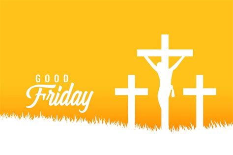 Free Vector Good Friday Yellow Greeting Card With Crosses