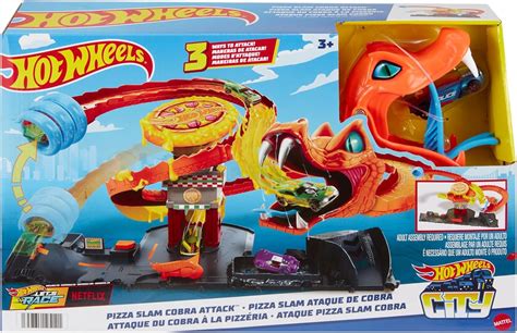 Hot Wheels City Pista Ataque De Cobra Vs Pizzaria E Carrinho Em