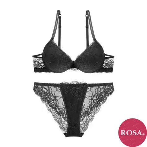 Rosa Sexy Lace Underwear Set Women Thin Push Up Bra Breathable Panties Sexy Lingerie Set
