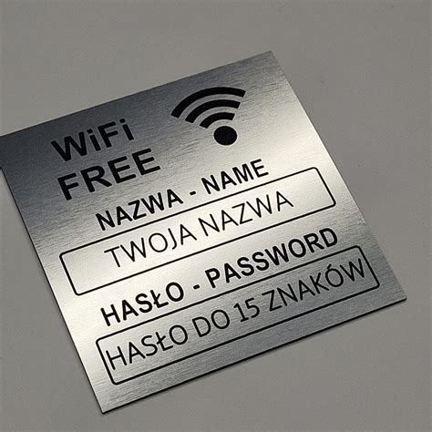 WiFi frii Nazwa i hasło Tabliczka informacyjna o dostępie do