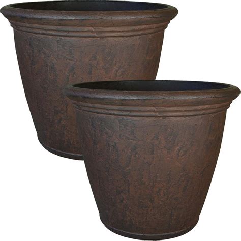 Sunnydaze Decor In Rust Anjelica Resin Outdoor Flower Pot Planter