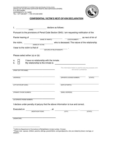 Printable Next Of Kin Form Printable Forms Free Online