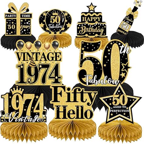 Elomy 50th Birthday Decorations Men 9pcs Vintage 50th