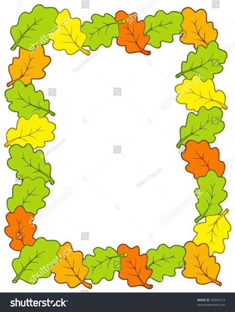 Frame From Oak Tree Leaves Vector Illustration 34534123 Shutterstock