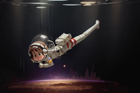 Premium Ai Image Cartoon Anime Space Traveling Astronaut Floating