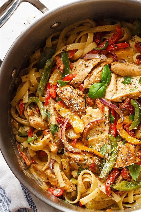 Chicken Pasta In Creamy Pesto Sun Dried Tomato Sauce — Eatwell101