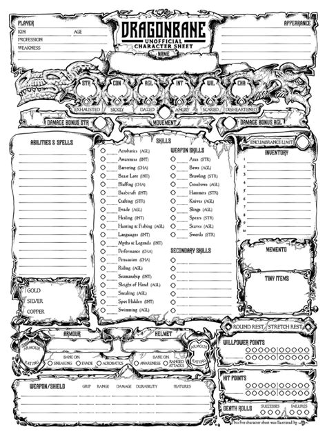 Dragonbane Unofficial Character Sheet | PDF