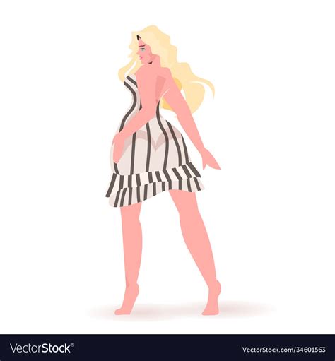 Beautiful Girl Sexy Woman In Dress Female Cartoon Vector Image