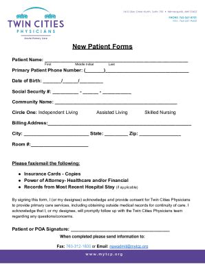 Fillable Online New Patient Form Chandler Fax Email Print Pdffiller