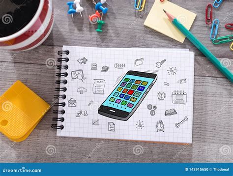 Concepto De Apps En Una Libreta Foto De Archivo Imagen De Iconos