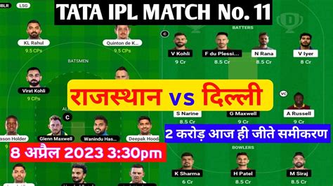 RR VS DC Dream 11 Team Rr Vs Dc Rajasthan Royals Vs Delhi Capital