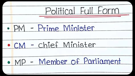 Full Form Of Mp Mla Mlc Cm Pm Mptc Zptc Political Full Forms Political Term Full Form