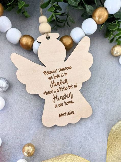 Personalized Angel Ornament Angel Keepsake Ornament Engraved Wood