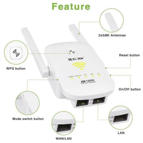 1200 Mbps WiFi Extender Booster Extensor De Alcance WiFi De Banda Dupla