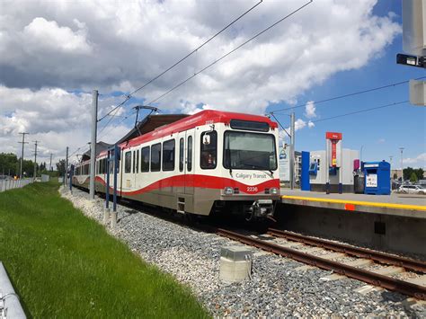 The Light-Rail (CTrain) in Calgary, Alberta. This is a train of early