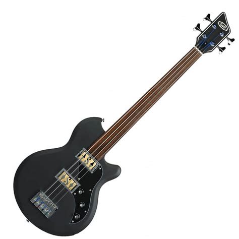 Supro Huntington Ii Fretless Bass Guitar With Piezo Flat Black Rich