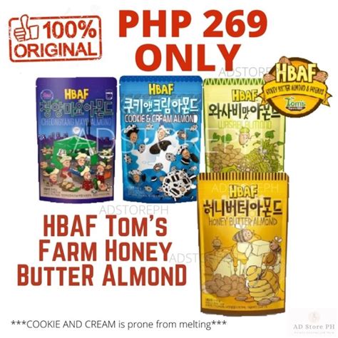 Hbaf Toms Farm Honey Butter Almond Wasabi 210g Korean Snack Lowest