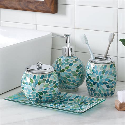 Pin On Pretty Glass Bathroom Accessories Set