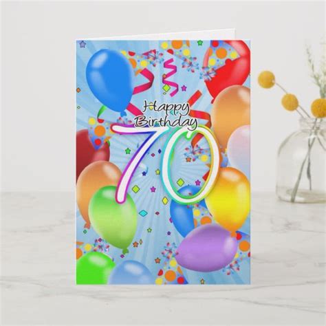 70th Birthday Balloon Birthday Card Happy Birt Zazzle